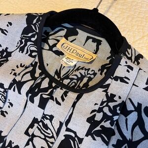 80s Vintage 2-Piece Dress, Black & Grey Print, Size 8